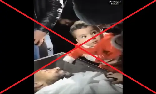 Viral video does not show crying infant of martyred Pakhtun cop; clip is from Syria Viral video does not show crying infant of martyred Pakhtun cop; clip is from Syria