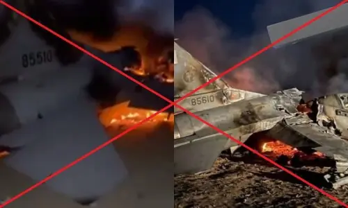 Viral visuals of Pakistani F-16 jet allegedly shot down by Afghan forces are doctored Viral visuals of Pakistani F-16 jet allegedly shot down by Afghan forces are doctored