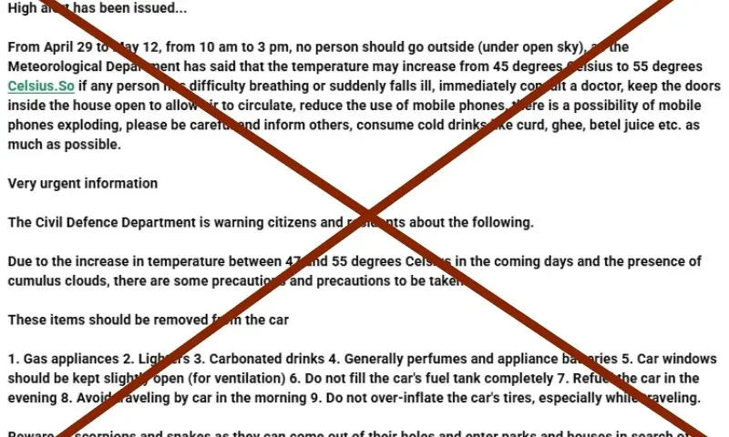 Viral heatwave advisory circulating on WhatsApp is fake