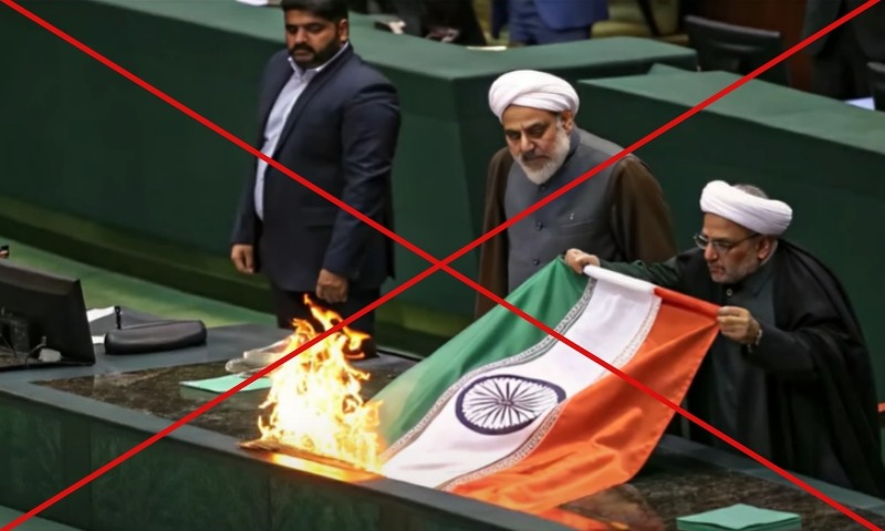 Viral clip of Indian talk show discussing image of Indian flag burnt in Iran parliament is doctored Viral clip of Indian talk show discussing image of Indian flag burnt in Iran parliament is doctored